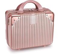 LIMBANI BROTHERS Portable Makeup Travel Case Hand Luggage Pressure-Proof ABS Makeup Case Suitcase with Elastic Band, Small Hard Cosmetic Case for Travel Women (Pack of 1) (Multicolor), Rose gold, M