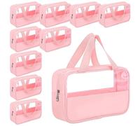 Limbeuuu 10 Pcs Translucent Make up Bag Toiletry Organizer for Women Men Waterproof Portable Cosmetic Travel Bag with Hanging Handles Travel Storage Carry Pouch, 10.2 x 6.3 x 2.8 Inches