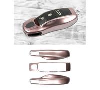 LIMBQS Key Case Key Cover for Porsche Macan Cayenne 718, Car Key Protection Keychain for Porsche Cayman Panamera 911 Boxster (Raspberry Pink)