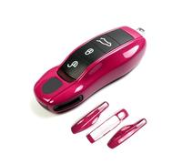 LIMBQS Key Case Key Cover for Porsche Macan Cayenne 718, Car Key Protection Keychain for Porsche Cayman Panamera 911 Boxster (Star Ruby Red)