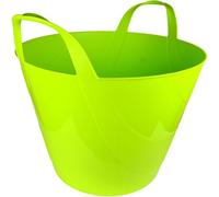 Flexi Bucket Plastic Tub Bin Storage Feed Garden Building Laundry Toys Large Handles Home Garden DIY Lightweight Flexible (Lime, 30 Litres)