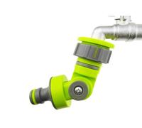 Lime Adjustable Hose Tap Fitting - 1" Bsp To 3/4" Bsp With Adjustable Angle And Click-Lock Quick Connect