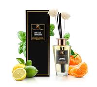 Lime Basil & Mandarin | Reed Diffuser 200ml | 33% Premium Fragrance Oil | Luxury Inspired by Jo Malone | Long Lasting Home Fragrance | 8 Reeds & 2 Decorative Flowers | Giftable Aroma Diffuser