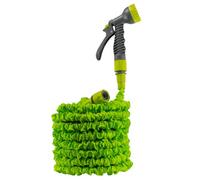 Lime Extendable Garden Hose 15M To 45M Expanding Hose Set With 7 Function Spray Gun And Bsp Adaptors