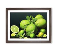 Lime Fruit Citrus Selection Framed Print | A3 Walnut Framed Wall Art | Ready to Hang | Modern Food Picture | Living Room Bedroom Lounge Office