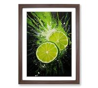 Lime Fruit Contemporary Framed Print | A2 Walnut Framed Wall Art | Ready to Hang | Contemporary Food Picture | Living Room Bedroom Lounge Office