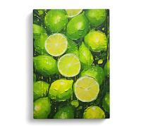 Lime Fruit Impressionism Art No.2 | Canvas Wall Art Print | Framed Ready to Hang Picture | Modern Art for Living Room Bedroom Kitchen Home | 20x14 Inch