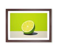 Lime Fruit Minimalism Framed Print | A2 Walnut Framed Wall Art | Ready to Hang | Minimalist Food Picture | Living Room Bedroom Lounge Office
