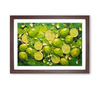 Lime Fruit Palette Knife Framed Print | A2 Walnut Framed Wall Art | Ready to Hang | Modern Food Picture | Living Room Bedroom Lounge Office