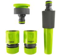 Lime Garden 4-Piece Hose Accessory Set - Adjustable Nozzle, Quick Connectors, Tap Adaptor (1/2" Or 5/8" Hoses)