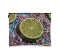 Lime Gemstone Makeup Bag, Vibrant Citrus Accents Travel Cosmetic Pouch for Women, Portable Small Zip Organizer, Summer Party Gift Toiletry Bag, Green, 7x9 Inch, Lime