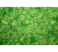 Lime Green | 100% Cotton Indonesian Bali Batik Fabric Butterflies Printed Tie & Dyed Material Gradient Dip Dye Crafts Dressmaking Art Quilting Fabric Melody (1 Fat Quarter (55cm x 50cm))