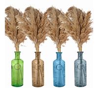 (Lime, Green) 33cm Recycled Glass Vase + Wild Pampas Reed Stems