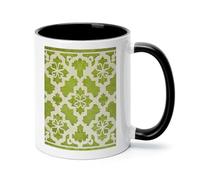 Lime Green And White Ceramic Coffee Mug with Handle 11 Ounces, Porcelain Mug Coffee Cup Tea Mug Water Cup Ideal for Coffee,Tea,Latte,Cappuccino,Microwave & Dishwasher Safe Unique Gift Cup