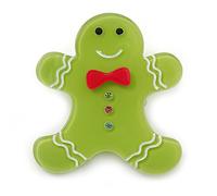 Lime Green Austrian Crystal Acrylic 'Gingerbread Man' Brooch - 45mm Length