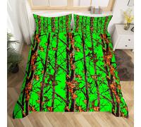 (Lime Green Brown, Super King(No Comforter)) Homewish Hunting Bear Deer Comforter Cover Army Green Camo American Flag Bedding Set Double For Kids Boys Teen Men,Woodland Hunting Theme Duvet Cover