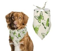Lime Green Butterfly Dog Bandanas for Feeding Grooming, Triangle Pet Bibs Washable Pets Scarf for Cats & Dogs
