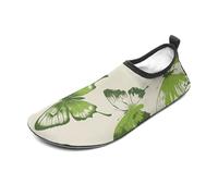 Lime Green Butterfly Water Shoes for Men Women, Lightweight Stretch Swim Shoes with Anti-Slip Rubber Sole, Quick-Dry Aqua Socks for Pool, Beach, Surfing, Style, 8 Women/8 Men