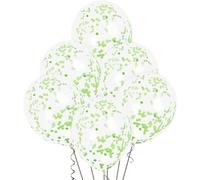 Lime Green Confetti Clear Latex Balloons (30cm) Pack of 6 - Transparent Premium Latex, Perfect for Parties & Celebrations