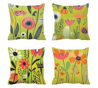 Lime Green Cushion Covers 45 X 45 Outdoor Cushions Red Throw Pillow Covers Waterproof with Invisible Zipper Set of 4 Square Decorative Pillows for Outdoor Garden Sofa Chair Spring Home Deco, g-128