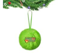 Lime Green Furry Christmas Ball Ornaments for Xmas Tree Green Christmas Hanging Decorations Soft Faux Fur Pom Pom Ball Ornaments for Home Party Supplies Fireplace Mantel Wall Decor (C - 05)