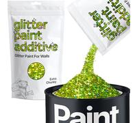 Lime Green Holographic Glitter Paint Additive Extra Chunky 100g for Adding Sparkle to Paints & Varnish | Paint Walls Sparkly Add to Emulsion, Acrylic or Lacquer Indoor | Hemway