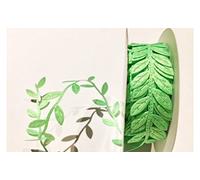 Lime Green Leaf Trim Delicate Satin Ribbon on a 2m Length (N.B. This is a Cut from a roll)