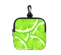 Lime Green Pattern Lemon, Square Zipper Storage Bag, Neoprene Coin Purse, Small Wallets, Change Pouch, Change Purse
