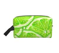Lime Green PatternLarge Capacity Cosmetic Organizer，Travel Makeup Bag for Women