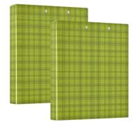Lime Green Plaid Notebook Binders with Interior Pockets 1 Pack 1.5 in Office Binder Home Travel Cards Storage Container 200 Sheets