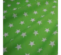 Lime Green Polycotton Fabric with White Stars (Per Metre)
