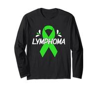 Lime Green Ribbon Lymphoma Awareness Cancer Warrior Survivor Long Sleeve T-Shirt
