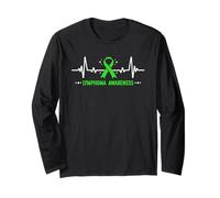 Lime Green Ribbon Lymphoma Awareness Cancer Warrior Survivor Long Sleeve T-Shirt