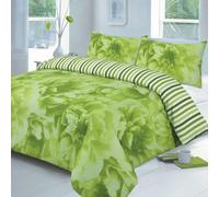(Lime Green, Single) Rose 4 Pcs Complete Flowers Duvet Cover Set With Valance Sheet & Pillowcase