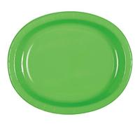 Lime Green Solid Oval Paper Plates (30cm) Pack of 8 - Elegant & Durable Dinnerware for Parties, Events, and Everyday Use