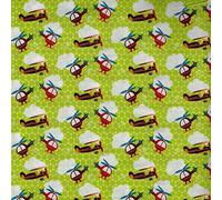 Lime Green Themed Zoom Design from Fabric Freedom - 100% Cotton British Designed Craft Fabric for Patchwork & Quilting, Lovely Coordinated Colours & Prints - (Price per/Quarter Metre) (Helicopter)