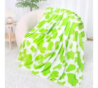 Lime Green Throw Blanket - Lightweight Fuzzy Fleece Cozy Cow Blanket for All Seasons, Soft Bedding & Couch Decor - Cow Themed Gifts for Women, Teens, Girls, Boys,Western Style 50x60