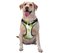 Lime Green Watercolor Paint Splashes No Pull Dog Harness Adjustable Reflective Oxford Easy Control Medium Large Dog Harness