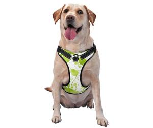 Lime Green Watercolor Paint Splashes No Pull Dog Harness Adjustable Reflective Oxford Easy Control Medium Large Dog Harness