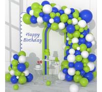 Lime Green White Blue Balloon Garland Arch Kit, 142PCS Royal Blue Lime White Lime Green Balloons for Birthday Wedding Baby Shower Ocean Sea Golf Sports Party Supplies Decorations