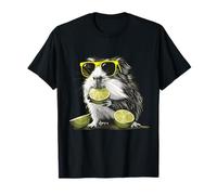 Lime Guinea Pig Sunglasses Portrait Animal Art Lime Fruit T-Shirt