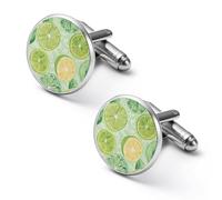 Lime Lemon Orange Slices Round Cufflinks for Men Classic Cuff Links Jewellery for Wedding Business Party