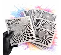 LiME LiNE 3-D Illusion Airbrush Stencils - Set of 9 Reusable Geometric Designs