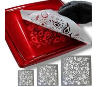 LiME LiNE Reusable Airbrush Stencil Sets for Airbrushing, Custom Paint & Crafting (Paisley Bandana Stencil Set)