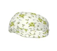 Lime Polka Daisy Non Slip Headbands Hair and Sweat Band Women Men | Thin elastic headbands with stay put grip double as holder and forehead sweatband for work, gym and busy days
