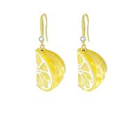 Lime Slice Drop Earrings, Green Resin with Gold-Tone Hook, M, Metal, Cubic Zirconia