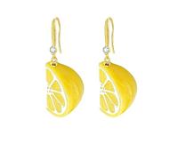 Lime Slice Drop Earrings, Green Resin with Gold-Tone Hook, M, Metal, Cubic Zirconia