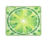 Lime Small Mouse Pad, Tropical Fresh Leaves Water Droplets Summer Green Square Rubber Washable Portable Travel Mousepad Accessories for Office Home Computer Laptop Square 8x10 Inch