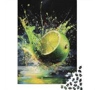 Lime Splash Art Puzzle for Adults Educational: Splashing Lime with Rays 1000 Pieces Suitable for Decompression 70x50cm/1000pcs