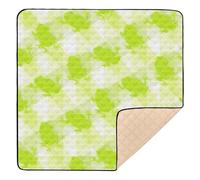 Lime White Gingham Frog Pattern Soft Padded Baby Playmat for Indoor Outdoor Waterproof Playroom Activity Mat for Baby Toddler Infant, 50'' x 50''